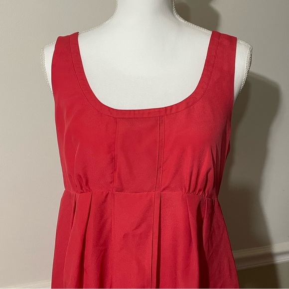 Jessica Simpson Sz 12 Coral Sundress with flowing pleated front design, lined - Picture 4 of 12